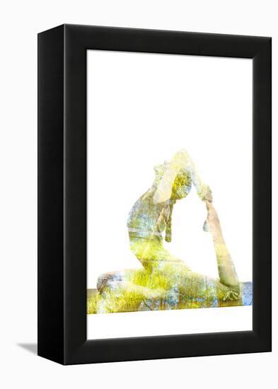 Nature Harmony Healthy Lifestyle Concept - Double Exposure Image of Woman Doing Yoga Asana King Pig-f9photos-Framed Premier Image Canvas