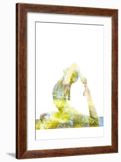 Nature Harmony Healthy Lifestyle Concept - Double Exposure Image of Woman Doing Yoga Asana King Pig-f9photos-Framed Photographic Print