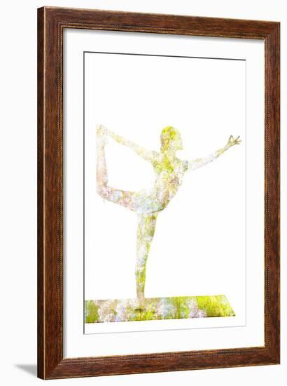 Nature Harmony Healthy Lifestyle Concept - Double Exposure Image of Woman Doing Yoga Asana Lord Of-f9photos-Framed Premium Photographic Print