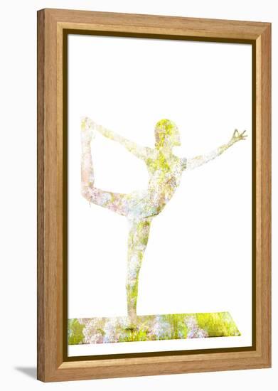 Nature Harmony Healthy Lifestyle Concept - Double Exposure Image of Woman Doing Yoga Asana Lord Of-f9photos-Framed Premier Image Canvas