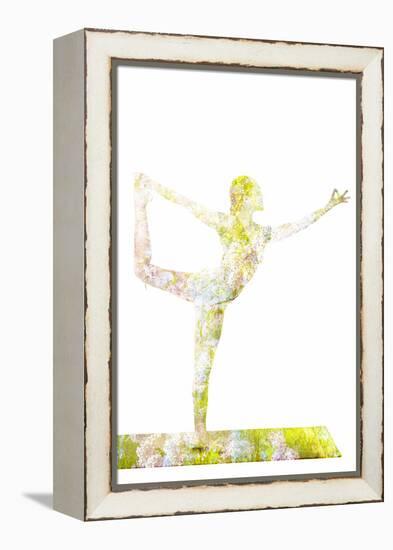 Nature Harmony Healthy Lifestyle Concept - Double Exposure Image of Woman Doing Yoga Asana Lord Of-f9photos-Framed Premier Image Canvas