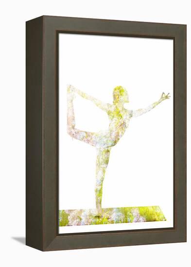 Nature Harmony Healthy Lifestyle Concept - Double Exposure Image of Woman Doing Yoga Asana Lord Of-f9photos-Framed Premier Image Canvas