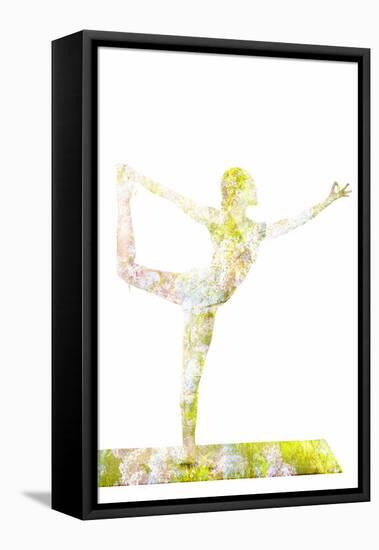 Nature Harmony Healthy Lifestyle Concept - Double Exposure Image of Woman Doing Yoga Asana Lord Of-f9photos-Framed Premier Image Canvas