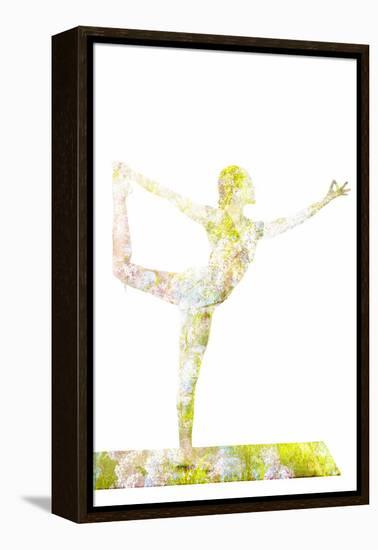 Nature Harmony Healthy Lifestyle Concept - Double Exposure Image of Woman Doing Yoga Asana Lord Of-f9photos-Framed Premier Image Canvas