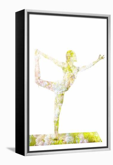 Nature Harmony Healthy Lifestyle Concept - Double Exposure Image of Woman Doing Yoga Asana Lord Of-f9photos-Framed Premier Image Canvas