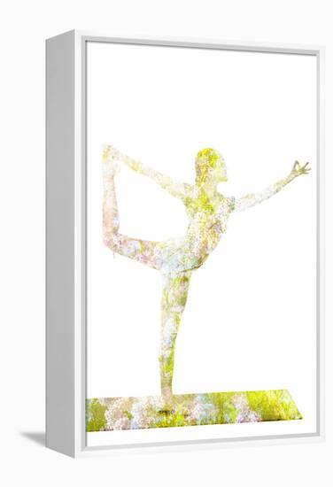 Nature Harmony Healthy Lifestyle Concept - Double Exposure Image of Woman Doing Yoga Asana Lord Of-f9photos-Framed Premier Image Canvas