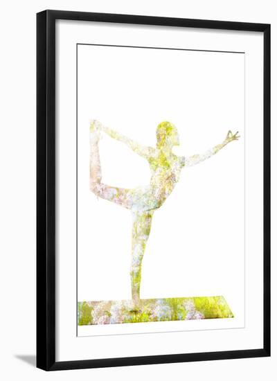 Nature Harmony Healthy Lifestyle Concept - Double Exposure Image of Woman Doing Yoga Asana Lord Of-f9photos-Framed Photographic Print