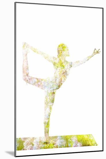 Nature Harmony Healthy Lifestyle Concept - Double Exposure Image of Woman Doing Yoga Asana Lord Of-f9photos-Mounted Photographic Print