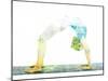 Nature Harmony Healthy Lifestyle Concept - Double Exposure Image of Woman Doing Yoga Asana Upward B-f9photos-Mounted Photographic Print