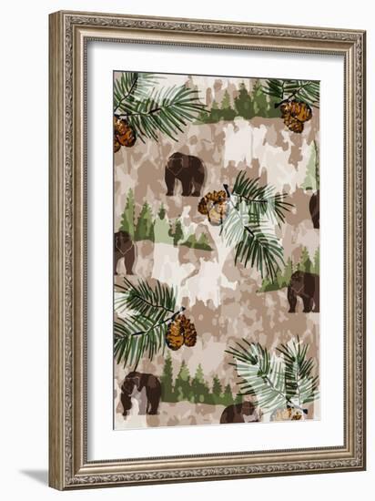 Nature Lodge Pattern III-Nicholas Biscardi-Framed Art Print