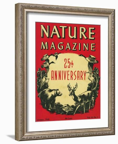 Nature Magazine - 25th Anniversary Issue, View of Wildlife and Birds, c.1948-Lantern Press-Framed Art Print