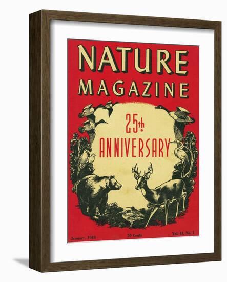 Nature Magazine - 25th Anniversary Issue, View of Wildlife and Birds, c.1948-Lantern Press-Framed Art Print