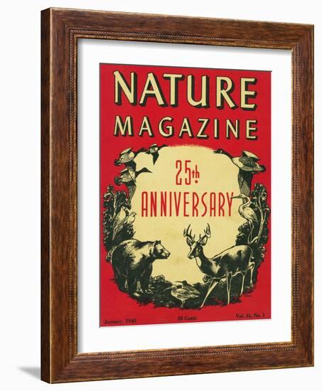 Nature Magazine - 25th Anniversary Issue, View of Wildlife and Birds, c.1948-Lantern Press-Framed Art Print