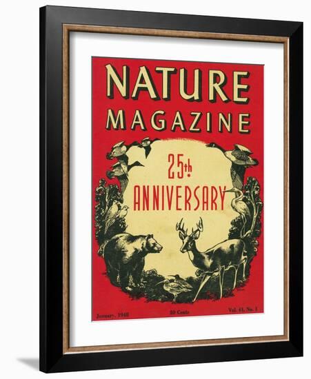 Nature Magazine - 25th Anniversary Issue, View of Wildlife and Birds, c.1948-Lantern Press-Framed Art Print