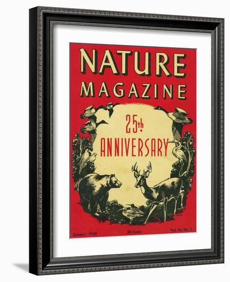 Nature Magazine - 25th Anniversary Issue, View of Wildlife and Birds, c.1948-Lantern Press-Framed Art Print