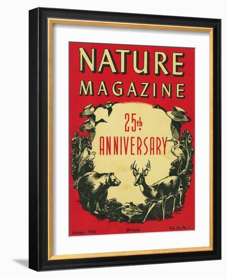 Nature Magazine - 25th Anniversary Issue, View of Wildlife and Birds, c.1948-Lantern Press-Framed Art Print