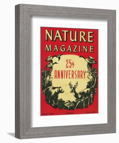 Nature Magazine - 25th Anniversary Issue, View of Wildlife and Birds, c.1948-Lantern Press-Framed Art Print