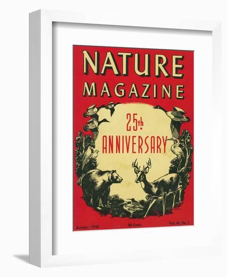 Nature Magazine - 25th Anniversary Issue, View of Wildlife and Birds, c.1948-Lantern Press-Framed Art Print