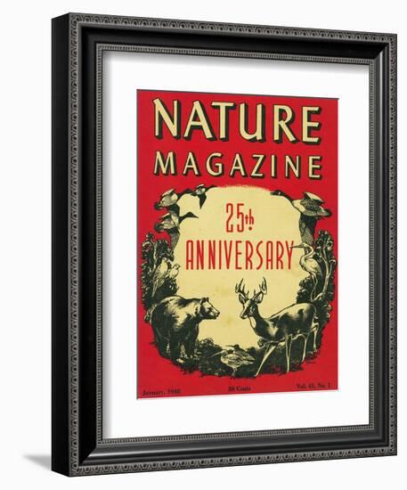 Nature Magazine - 25th Anniversary Issue, View of Wildlife and Birds, c.1948-Lantern Press-Framed Art Print