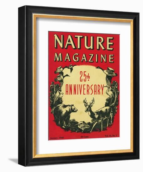 Nature Magazine - 25th Anniversary Issue, View of Wildlife and Birds, c.1948-Lantern Press-Framed Art Print