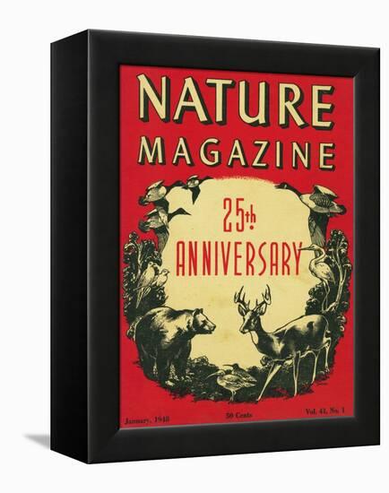 Nature Magazine - 25th Anniversary Issue, View of Wildlife and Birds, c.1948-Lantern Press-Framed Stretched Canvas