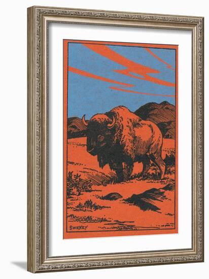 Nature Magazine - View of a Bison on the Prairie, c.1951-Lantern Press-Framed Art Print