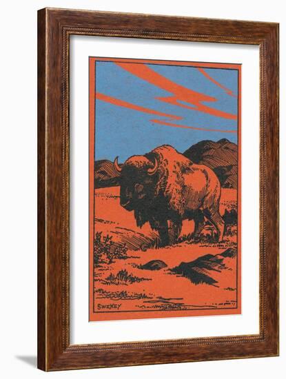 Nature Magazine - View of a Bison on the Prairie, c.1951-Lantern Press-Framed Art Print