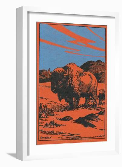 Nature Magazine - View of a Bison on the Prairie, c.1951-Lantern Press-Framed Art Print