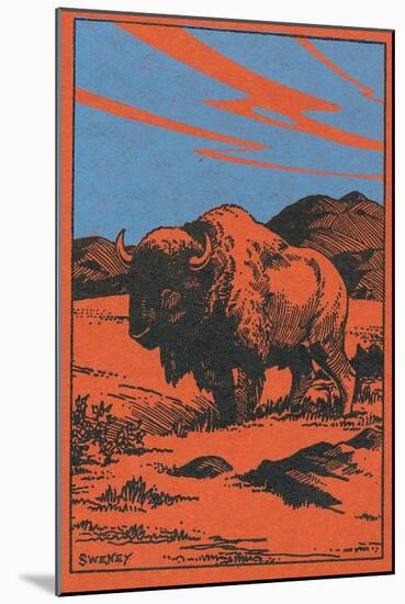 Nature Magazine - View of a Bison on the Prairie, c.1951-Lantern Press-Mounted Art Print