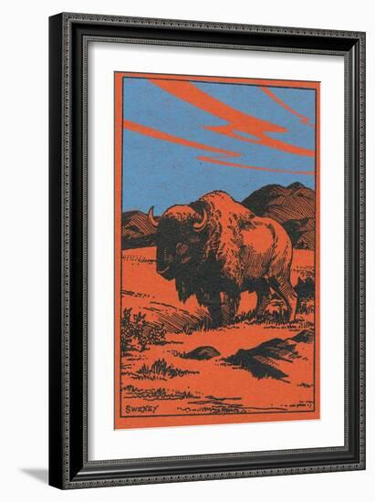 Nature Magazine - View of a Bison on the Prairie, c.1951-Lantern Press-Framed Art Print