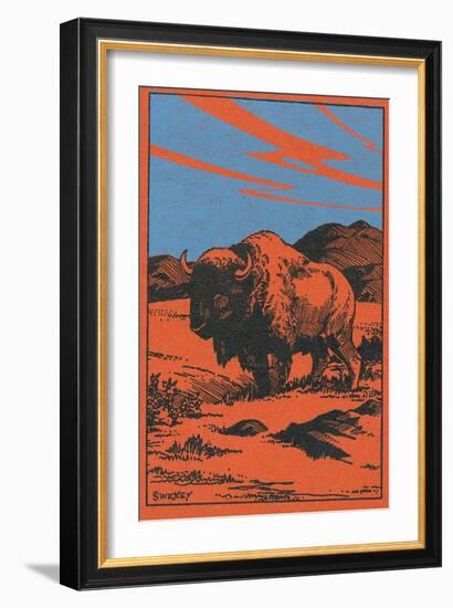 Nature Magazine - View of a Bison on the Prairie, c.1951-Lantern Press-Framed Art Print