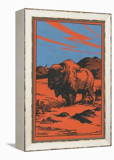 Nature Magazine - View of a Bison on the Prairie, c.1951-Lantern Press-Framed Stretched Canvas