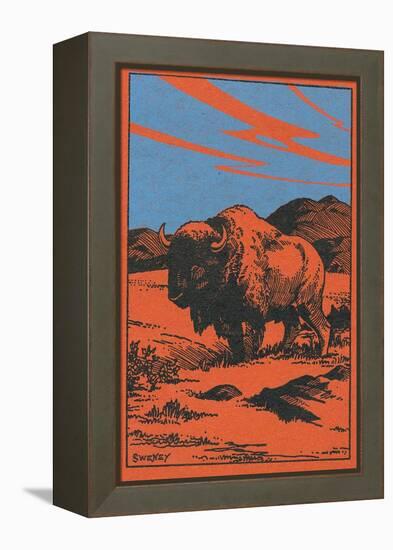 Nature Magazine - View of a Bison on the Prairie, c.1951-Lantern Press-Framed Stretched Canvas