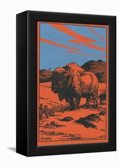 Nature Magazine - View of a Bison on the Prairie, c.1951-Lantern Press-Framed Stretched Canvas