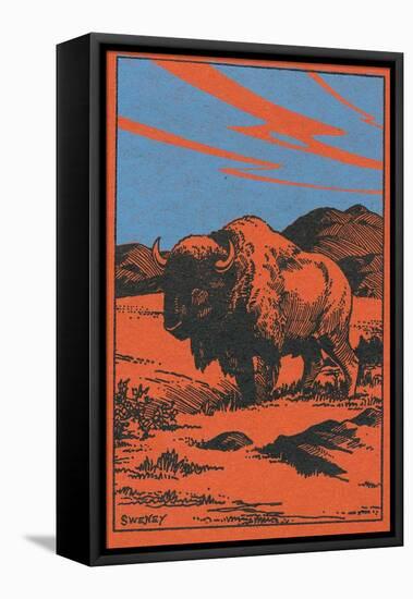 Nature Magazine - View of a Bison on the Prairie, c.1951-Lantern Press-Framed Stretched Canvas