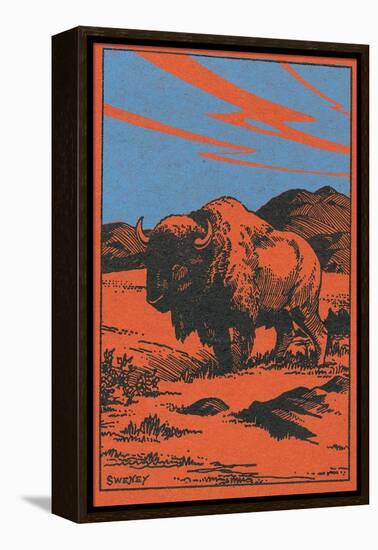 Nature Magazine - View of a Bison on the Prairie, c.1951-Lantern Press-Framed Stretched Canvas