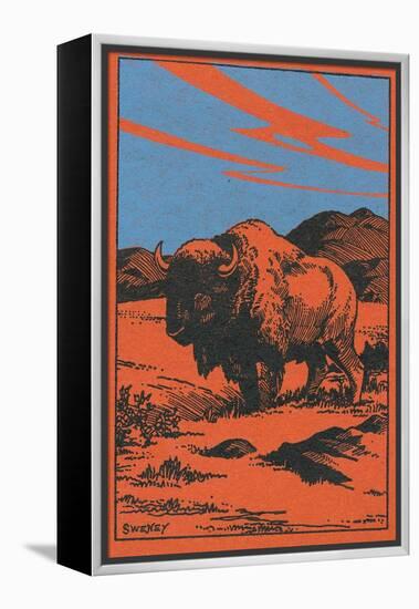 Nature Magazine - View of a Bison on the Prairie, c.1951-Lantern Press-Framed Stretched Canvas