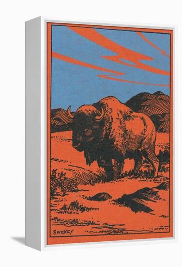 Nature Magazine - View of a Bison on the Prairie, c.1951-Lantern Press-Framed Stretched Canvas