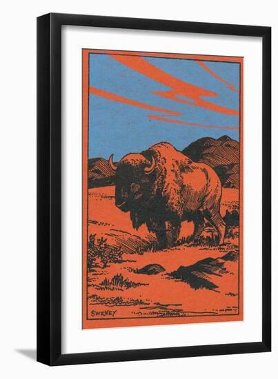 Nature Magazine - View of a Bison on the Prairie, c.1951-Lantern Press-Framed Premium Giclee Print