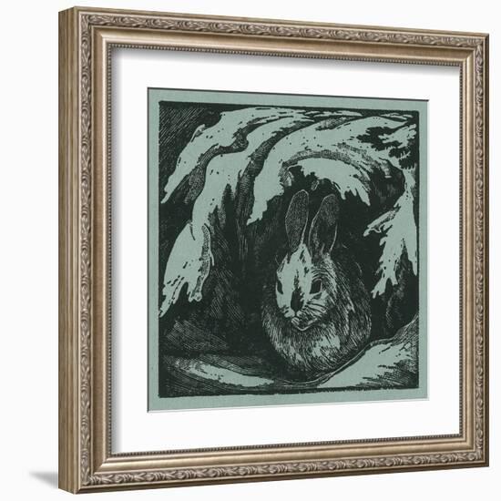 Nature Magazine - View of a Bunny under a Snowy Branch, c.1940-Lantern Press-Framed Art Print