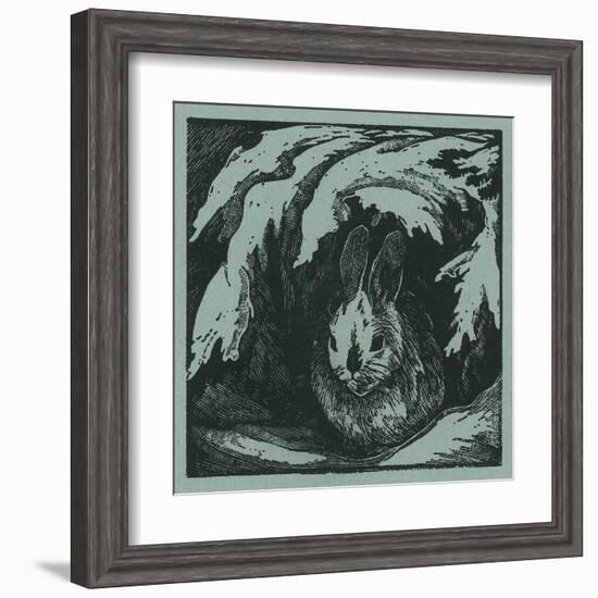 Nature Magazine - View of a Bunny under a Snowy Branch, c.1940-Lantern Press-Framed Art Print