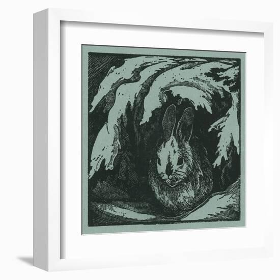 Nature Magazine - View of a Bunny under a Snowy Branch, c.1940-Lantern Press-Framed Art Print