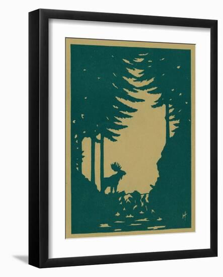 Nature Magazine - View of a Moose in the Woods, c.1938-Lantern Press-Framed Art Print