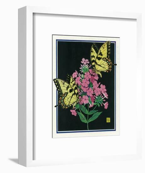 Nature Magazine - View of Butterflies on Blooming Flowers, c.1934-Lantern Press-Framed Art Print