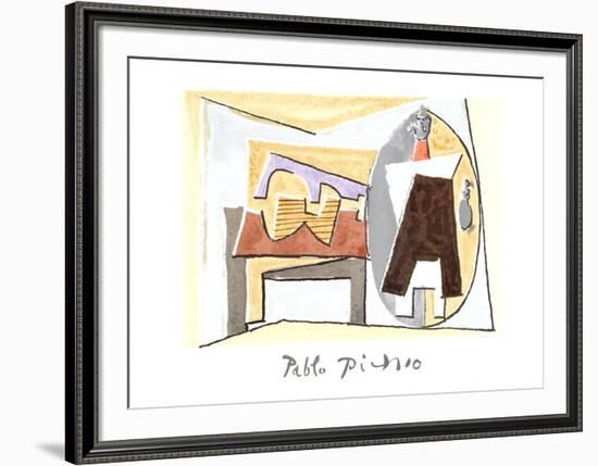 Nature Morte a la Guitare et Pulcinella-Pablo Picasso-Framed Collectable Print