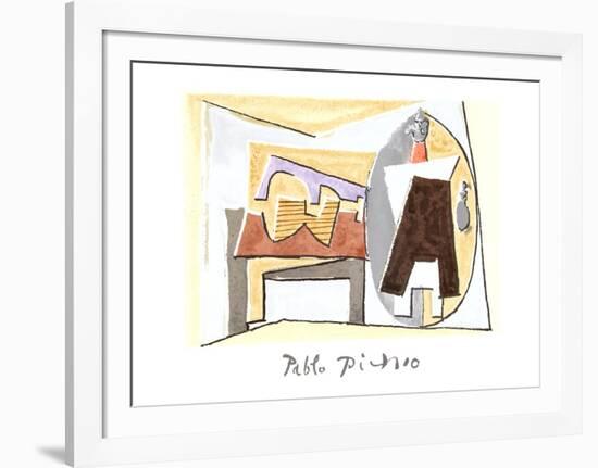 Nature Morte a la Guitare et Pulcinella-Pablo Picasso-Framed Collectable Print