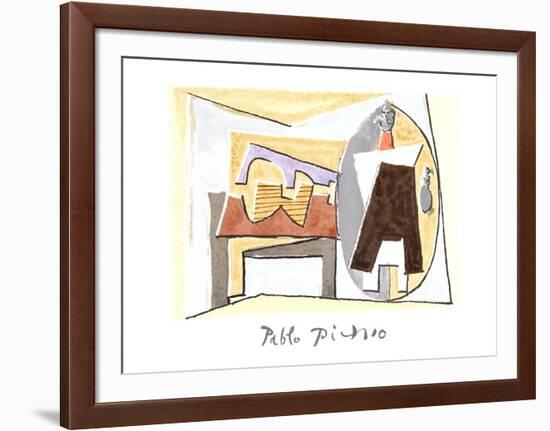 Nature Morte a la Guitare et Pulcinella-Pablo Picasso-Framed Collectable Print