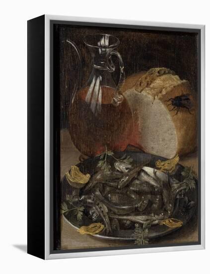 Nature morte au flacon de vin et aux poissons-Georg Flegel-Framed Premier Image Canvas