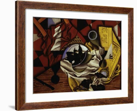 Nature Morte Aux Raisins et Aux Poires (Still Life with Grapes and Pears), 1913-Juan Gris-Framed Giclee Print