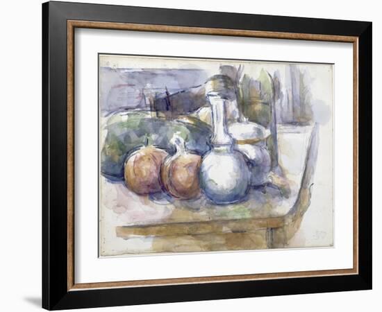 Nature morte avec fruits, carafe, sucrier et bouteille-Paul Cézanne-Framed Giclee Print